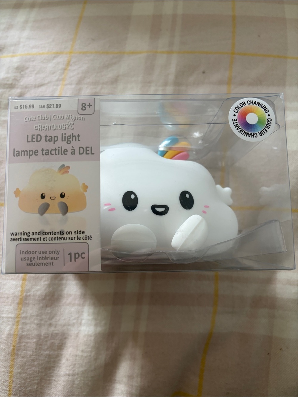 Creatology Cute Cloud LED Tap Light - White Color-Changing Night Light